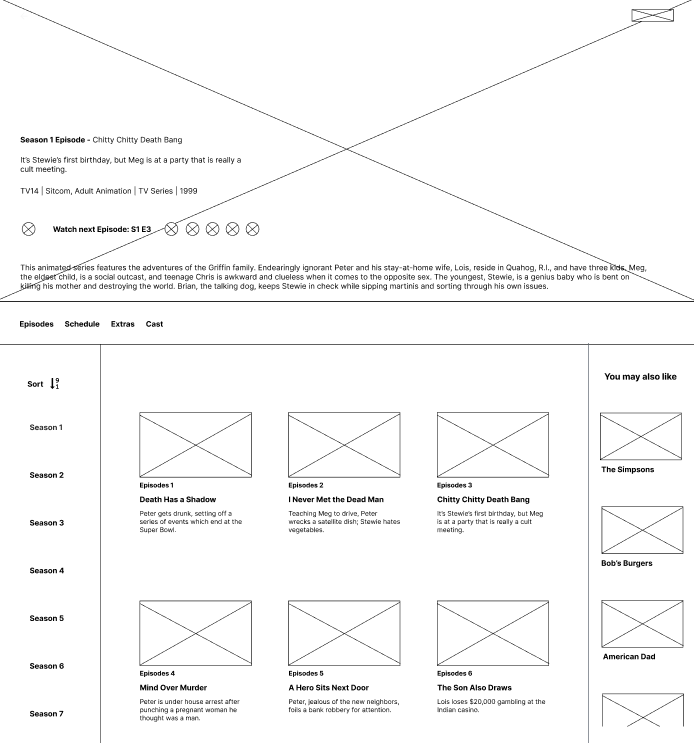 Low-fidelity digital wireframes
